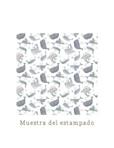Tela con estampado de ballenas