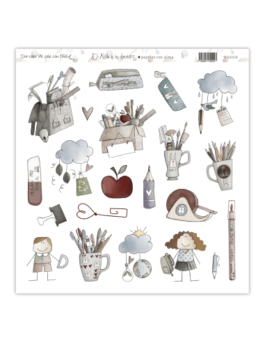 Lámina de die cuts de la colección Al cole con Ofelia