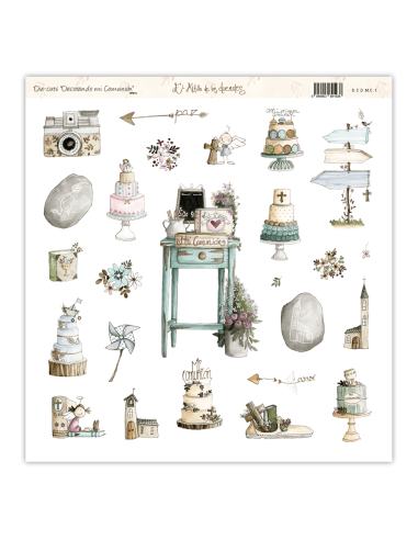 Lámina de die cuts de la colección Decorando mi comunión