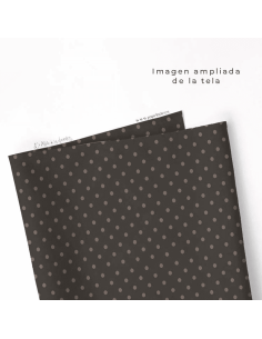 Tela con estampado de topitos marrones 2