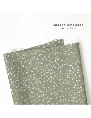 Tela: Hojitas en verde salvia