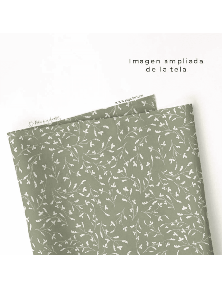 Tela: Hojitas en verde salvia