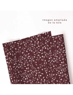 Tela burdeos con estampado de hojas 2
