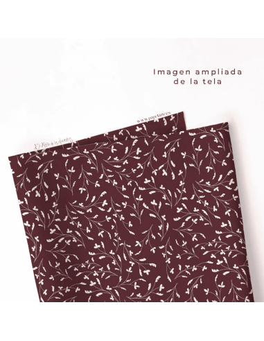 Tela: Hojitas en burdeos