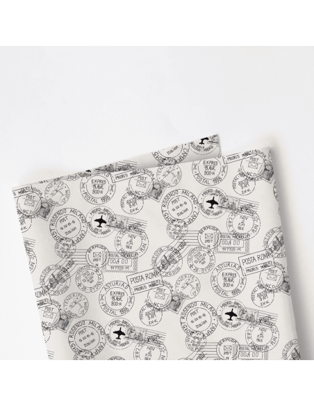 Tela de algodón con un estampado de matasellos