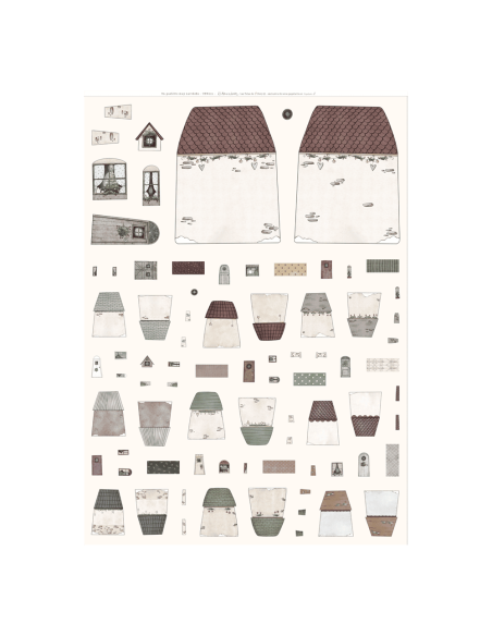 Tela de algodón con el panel: Unas casitas muy navideñas