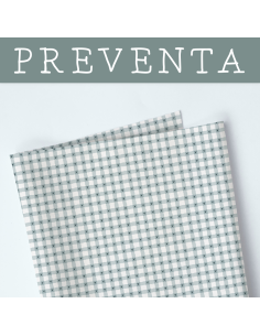 Preventa: Tela Cuadrados azules del Corazón