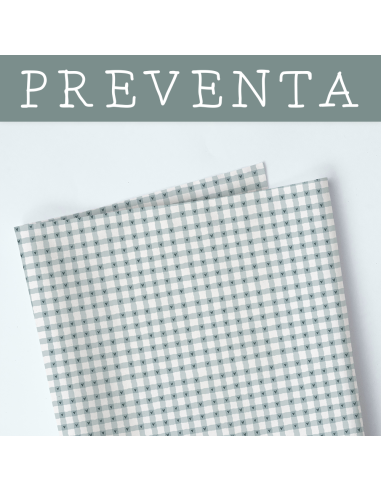 Preventa: Tela Cuadrados azules del Corazón