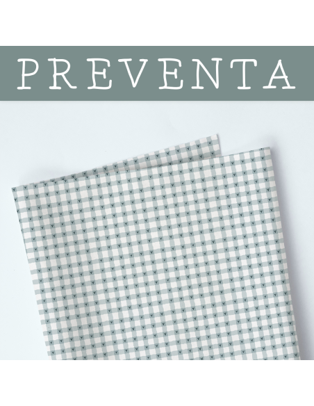 Preventa: Tela Cuadrados azules del Corazón