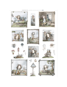Panel de tela con elementos del jardín de Ofelia
