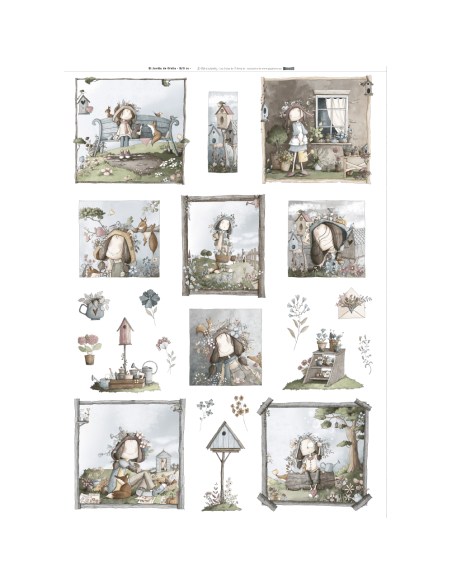 Panel de tela con elementos del jardín de Ofelia